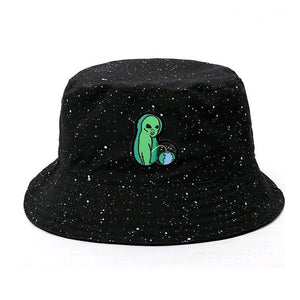 Black Print Pattern Bucket Hat