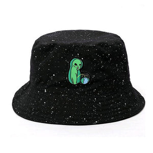 Black Print Pattern Bucket Hat